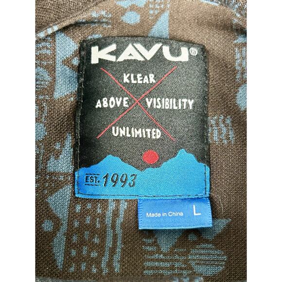 KAVU Men Narwhal Shirt L All Over Print Long Sleeve Button Up Mountain Scene - Picture 8 of 11